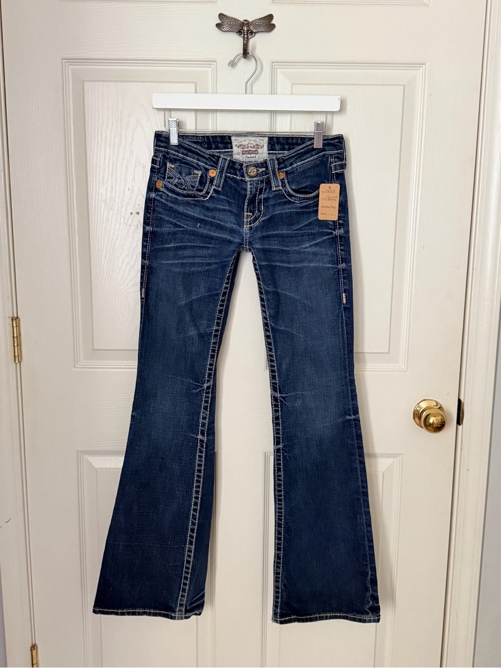 1225 Buckle Big Star Sweet Flare Ultra Low Rise Jeans 26 (26x31) Dark Wash